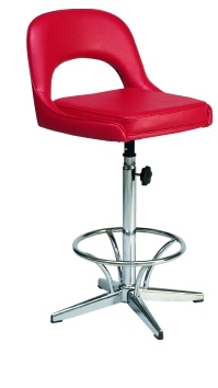 59013::CR-610::An Asahi CR-610 series stool with metal base, providing adjustable locked-screw extension. 3-year warranty for the frame of a chair under normal application and 1-year warranty for the plastic base and accessories. Dimension (WxSL) cm : 45x67. Available in 3 seat styles: PVC Leather, PU Leather and Cotton.